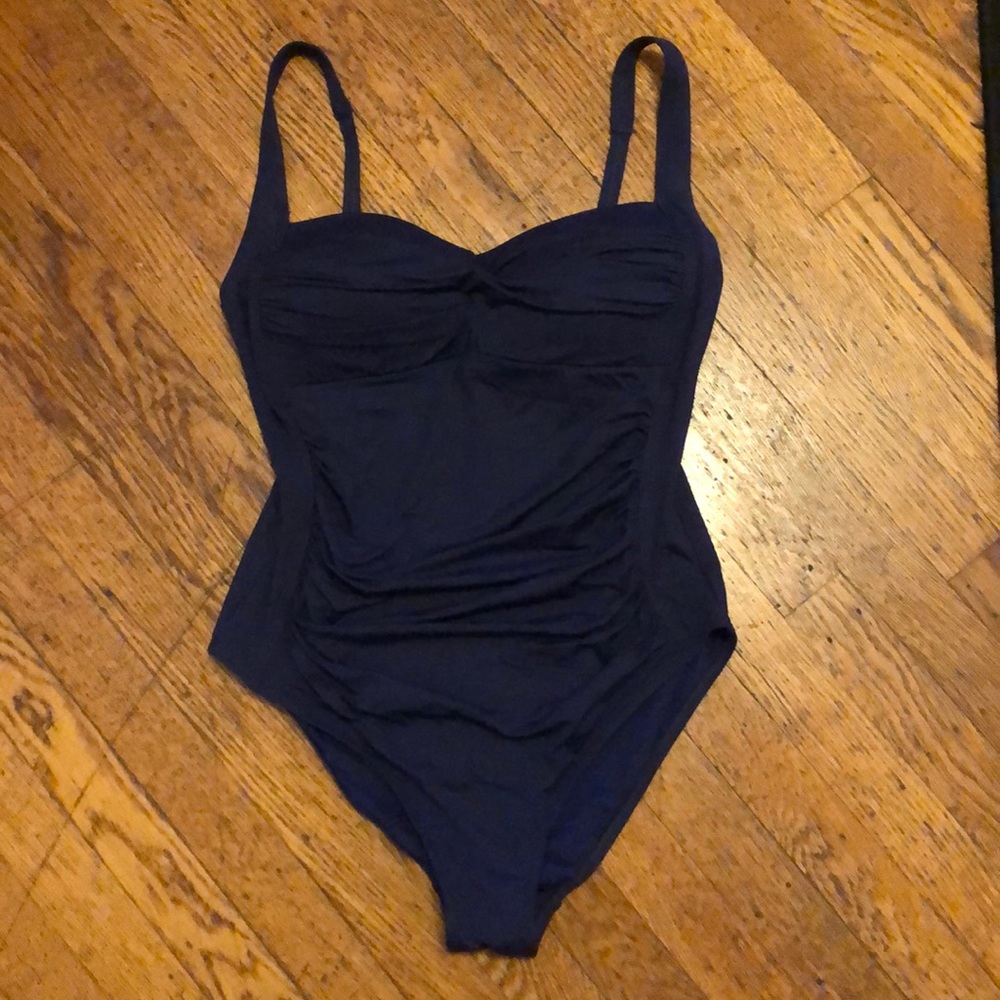 Navy blue one piece bathing suit